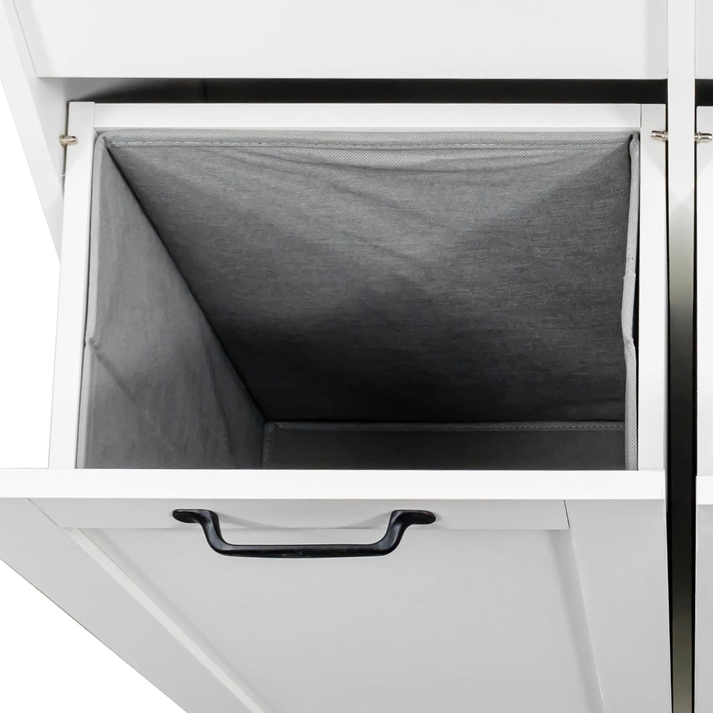 LUMISOL 63'' Double Tilt Out Laundry Hamper Cabinet, Tall Bathroom St...