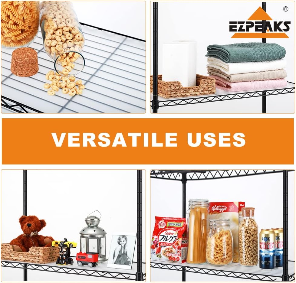 EZPEAKS 5-Shelf Shelving Unit with Shelf Liners Set of 5, NSF Certified, Adju...