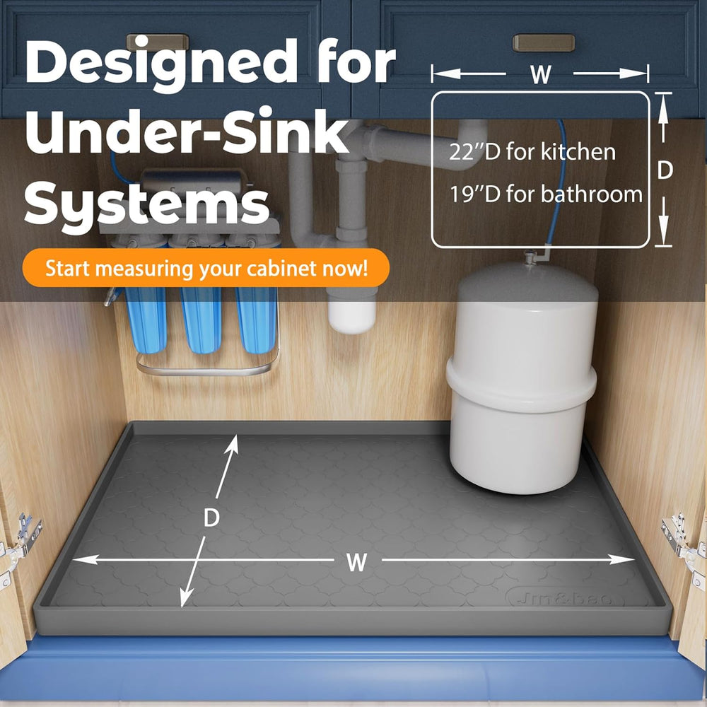 Jin&Bao Under Sink Mat 34" x 22" Waterproof Silicone Cabinet Ki...