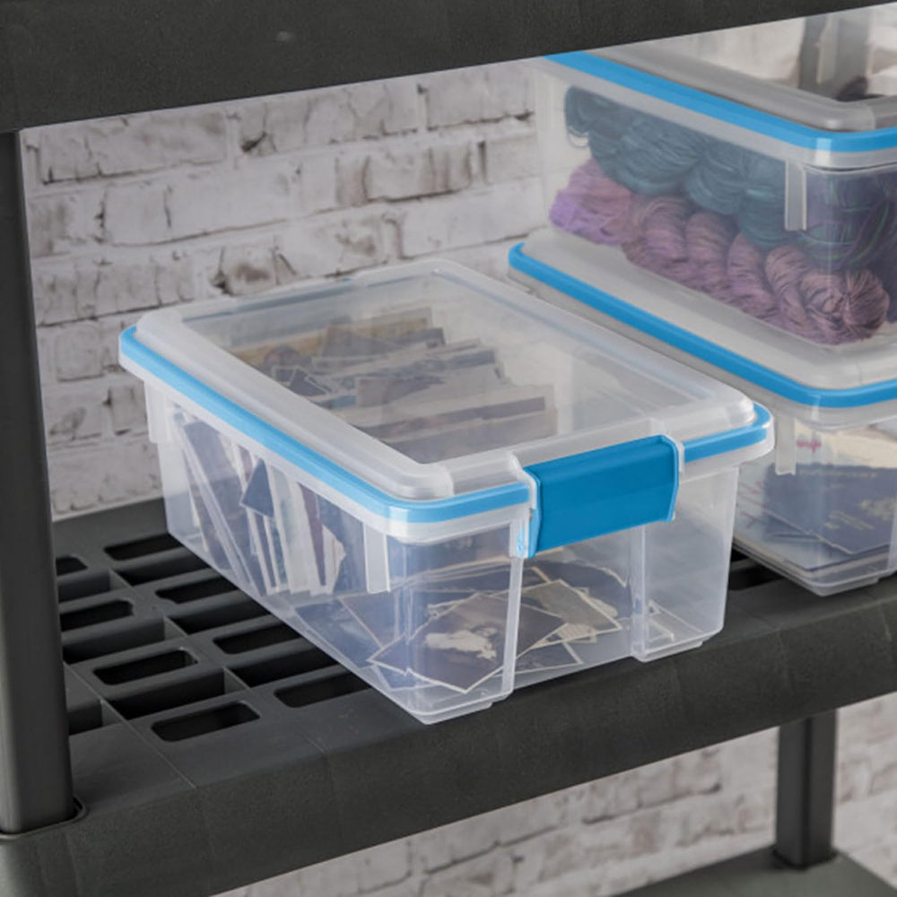 Sterilite 12 Qt Gasket Box, Weather-Resistant Clear Storage Bin, 6 Pack