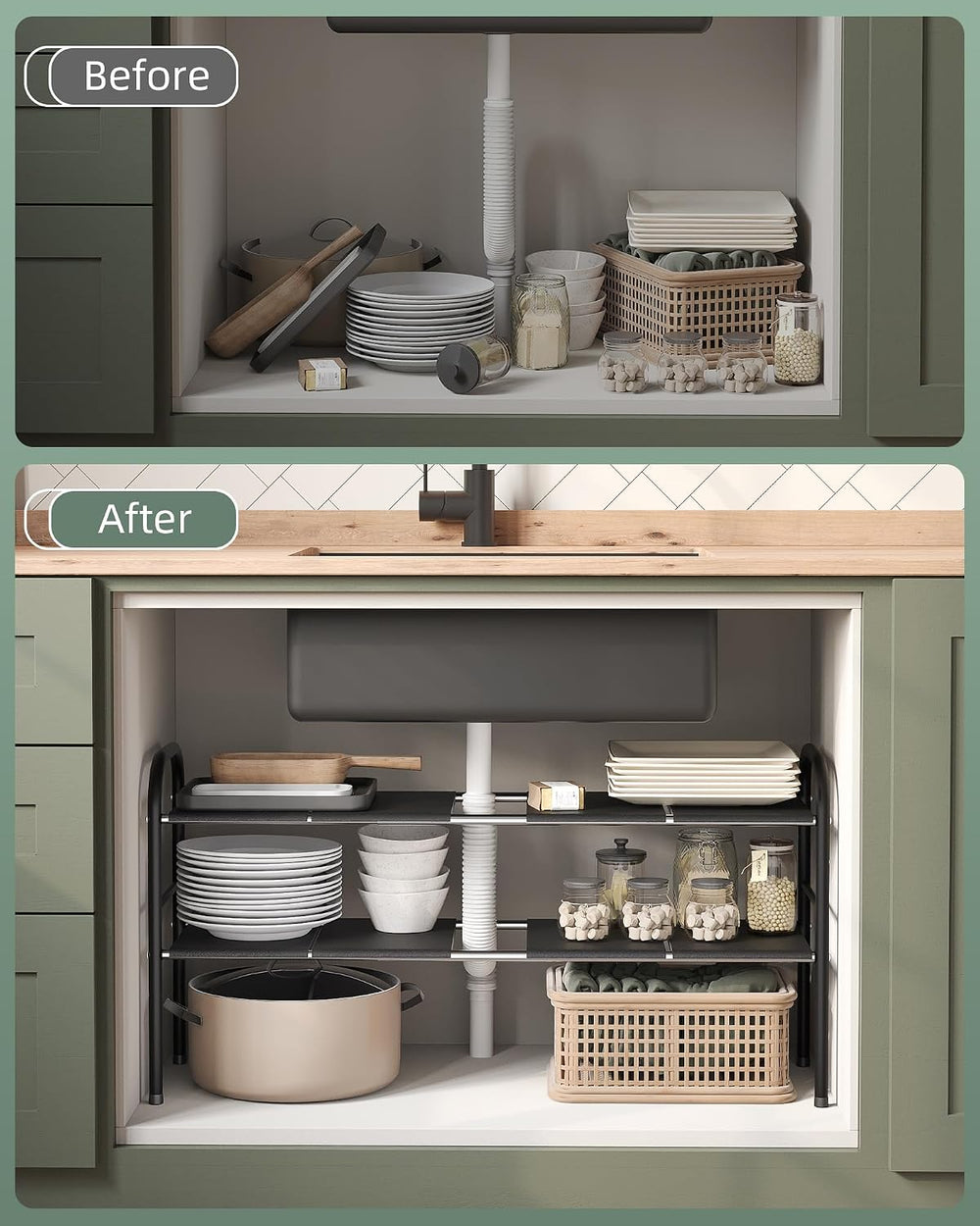 Under Sink Organizers and Storage,Expandable under cabinet organizer Shelf