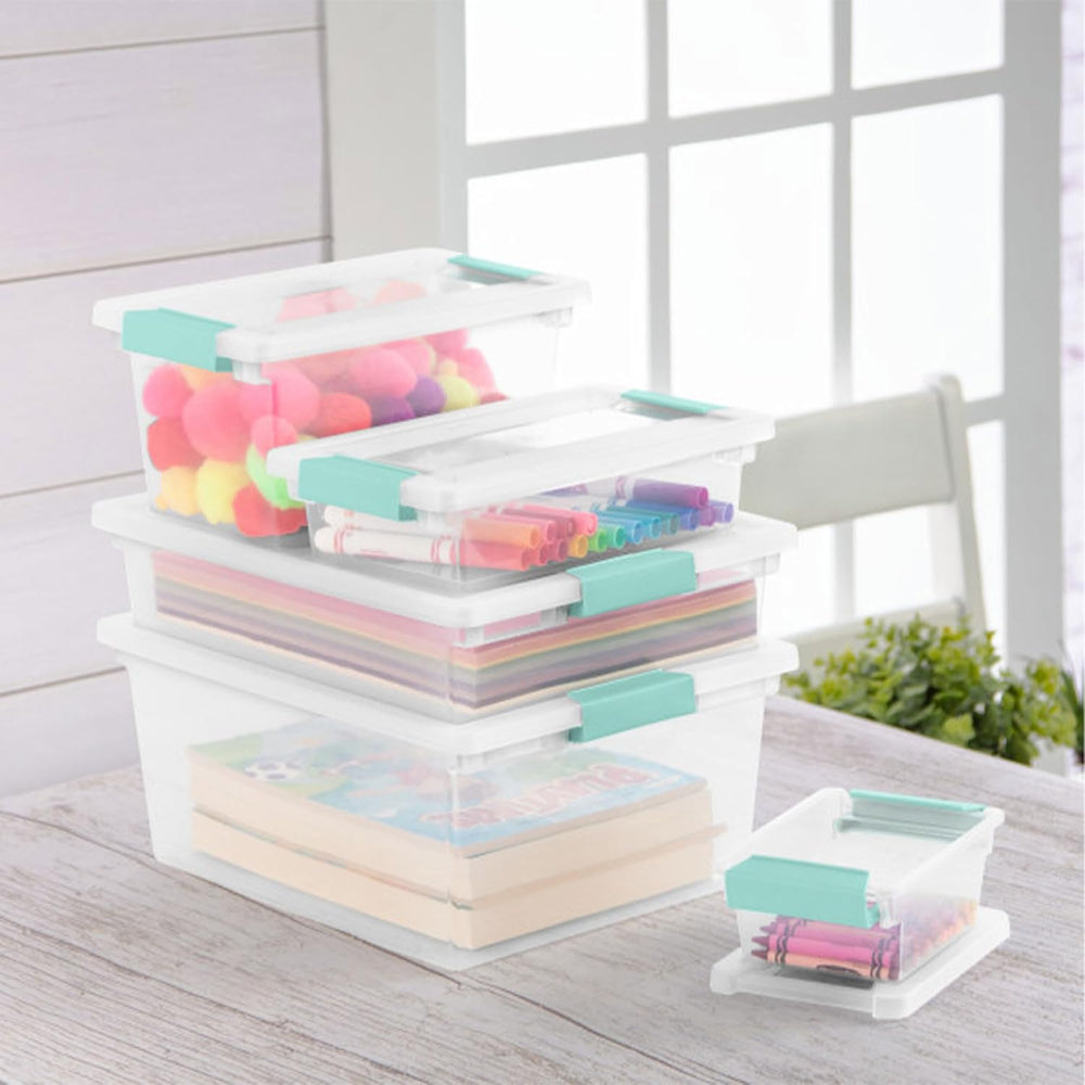 Sterilite 8-Pack Clip Box, Stackable Clear Plastic Bins with Latching Lids, M...