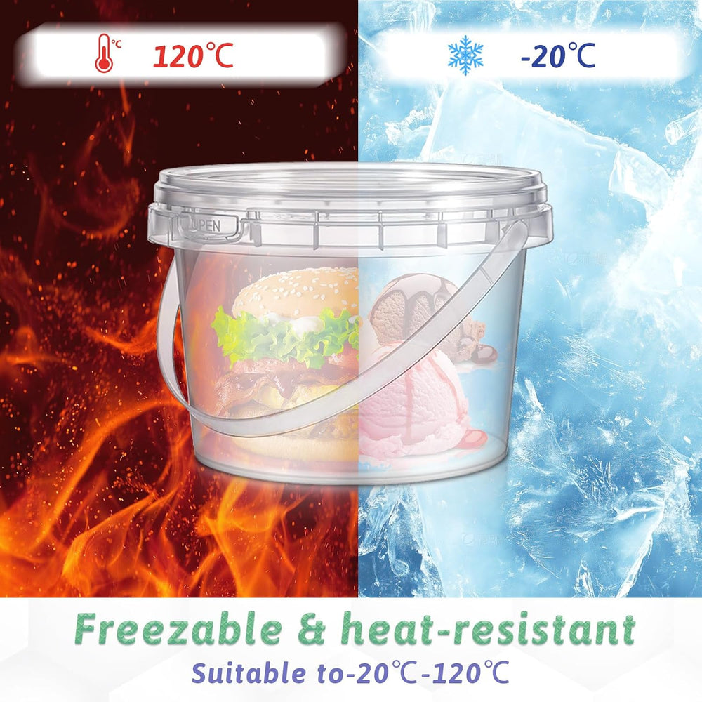 40 Pcs 16oz Clear Plastic Buckets with Handles and Lids, 16oz Mini Drinking B...