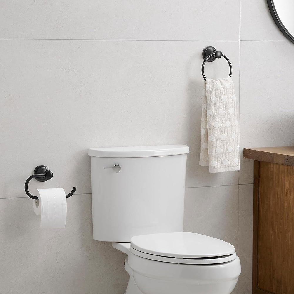 Hoimpro Toilet Paper Holder Towel Ring Set, Wall Mount Oil Rubbed Bronze