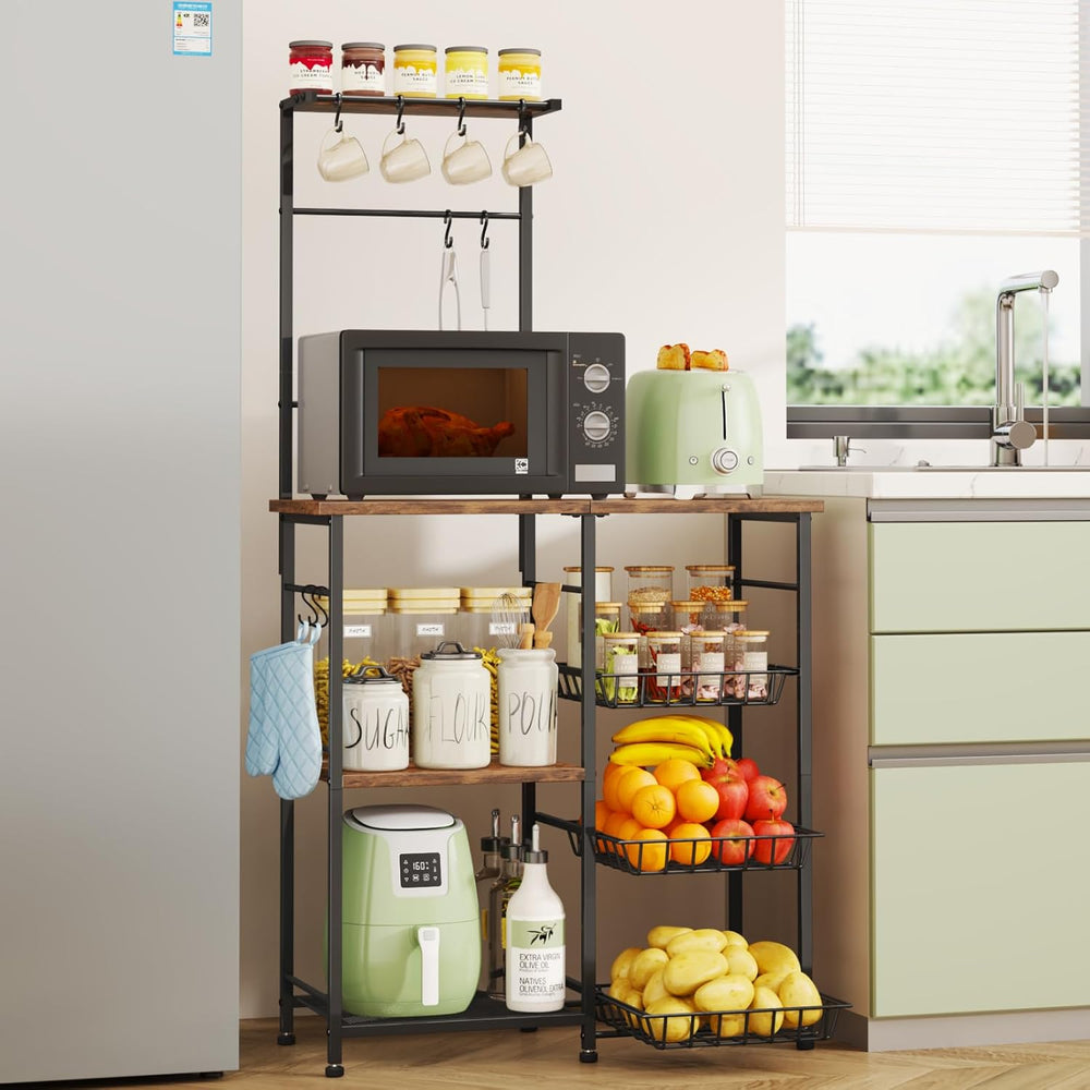 SWTYMIKI Bakers Rack with Storage - Coffee Bar Cabinet with Shelves, Coffee S...