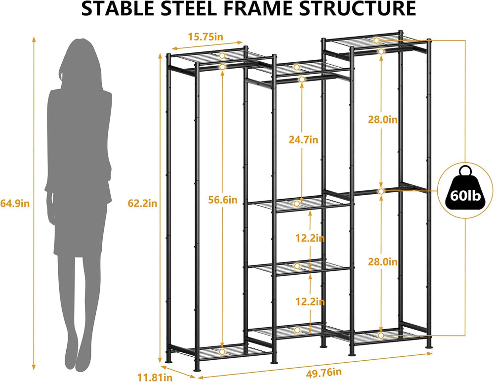 HOMIDEC Wardrobe Closet, 4 Hanging Spaces Portable Clothes Rack