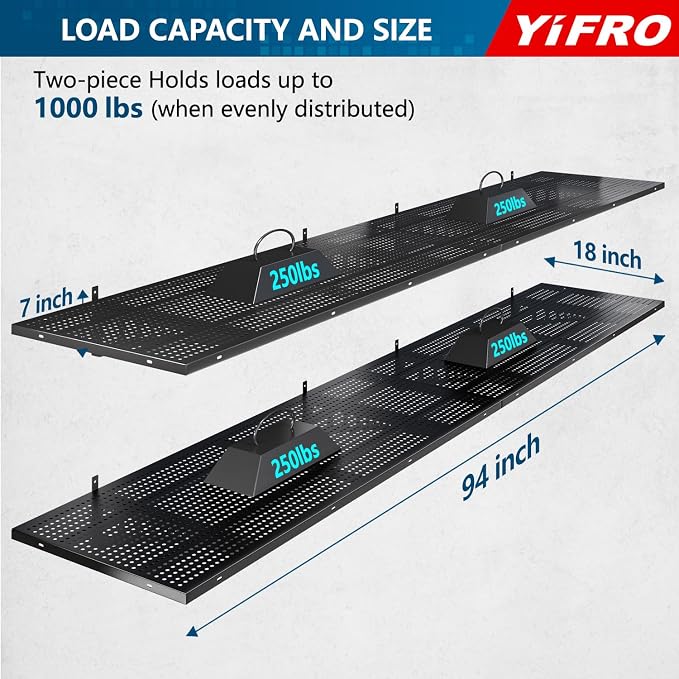 4-Pack 1.5x4ft Heavy Duty Garage Wall Shelving, 1000 lbs Load Capacity