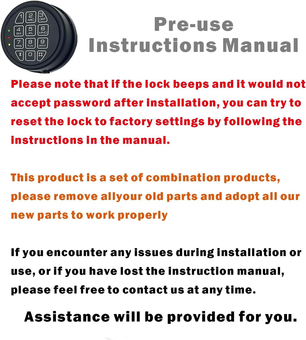 Electronic Gun Safe Lock Replacement Keypad with Solenoid Lock - Black