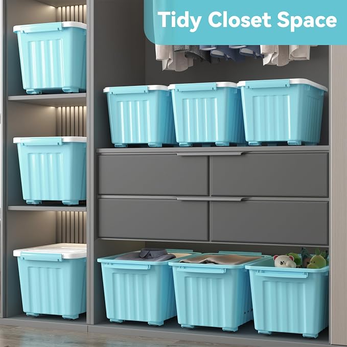Nazhura 97 Quart Plastic Storage Bin, Stackable and Nestable Storage Boxes (6...