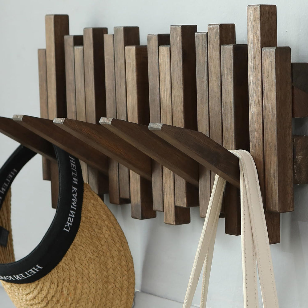 Natural Wood Wall Mounted Piano Coat Rack| Coat Rack Wall Mount| Flip Down Wa...