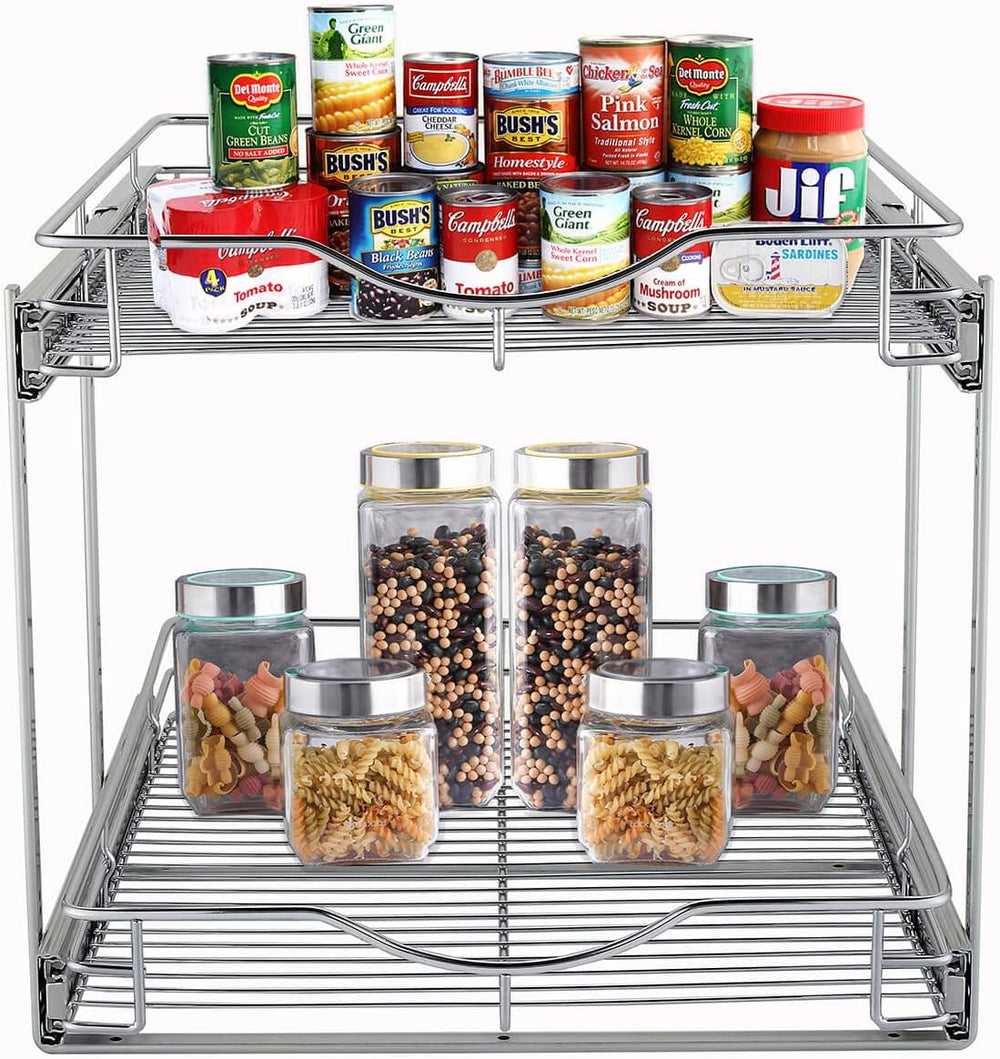 DINDON 2 Tier Pull Out Cabinet Organizer (11" W x 18" D) Heavy-Duty...