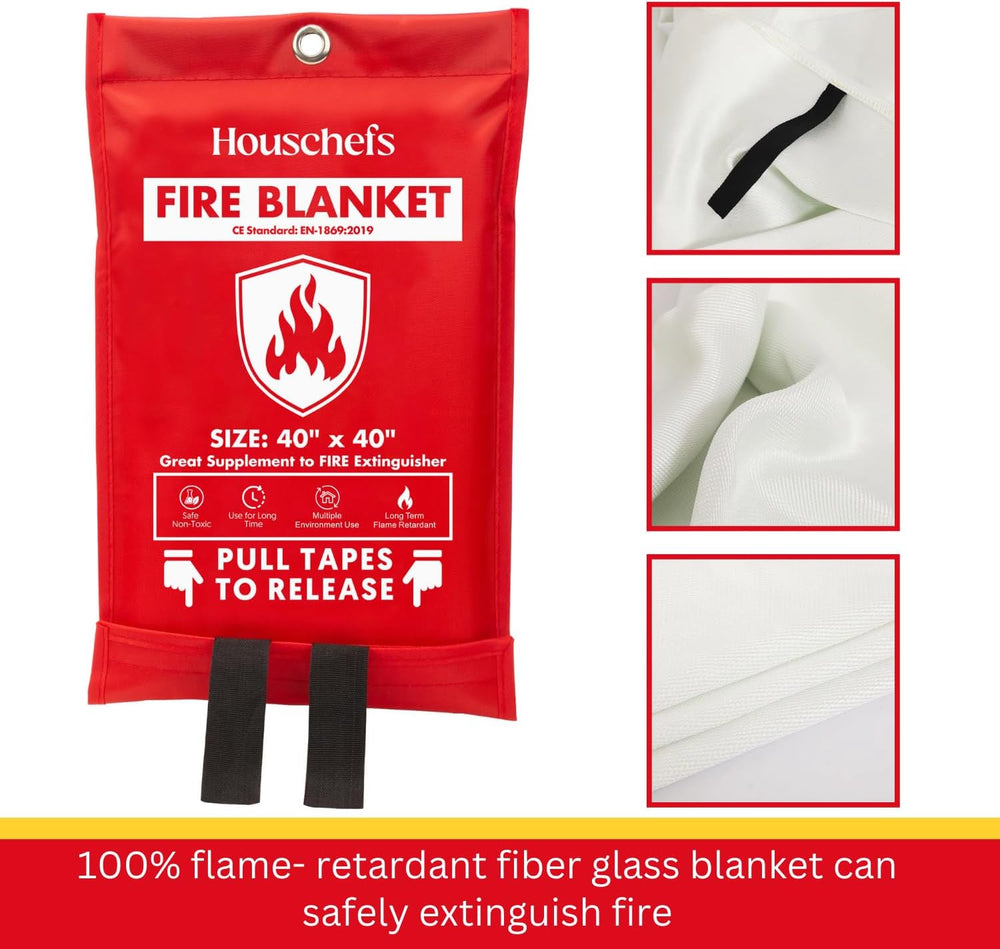 Emergency Fire Blanket for Home & Kitchen, Fiberglass Fire Suppression Bl...