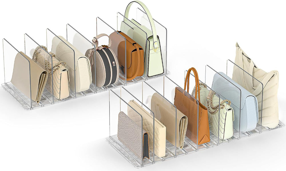 SortNStore Bag & Purse Organizer for Closet: Adjustable Clear Dividers