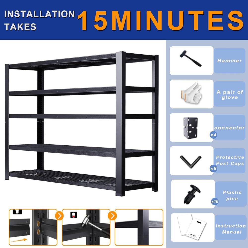 Storage Shelves Heavy Duty, Metal Shelving, 3050 LBS, 62" W