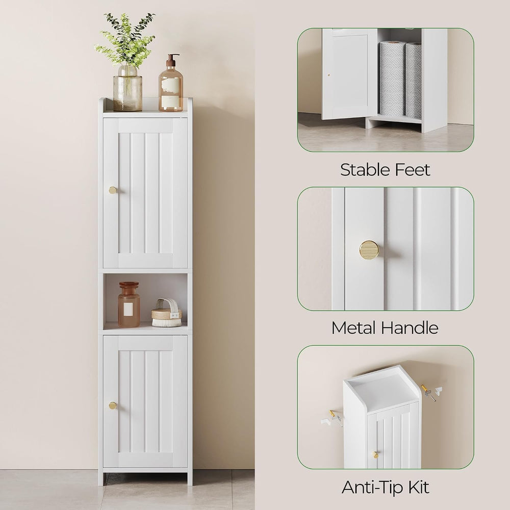 Bathroom Cabinet with 2 Doors, 7.3 x 9.8 x 40.4 Inches, Small Freestanding St...
