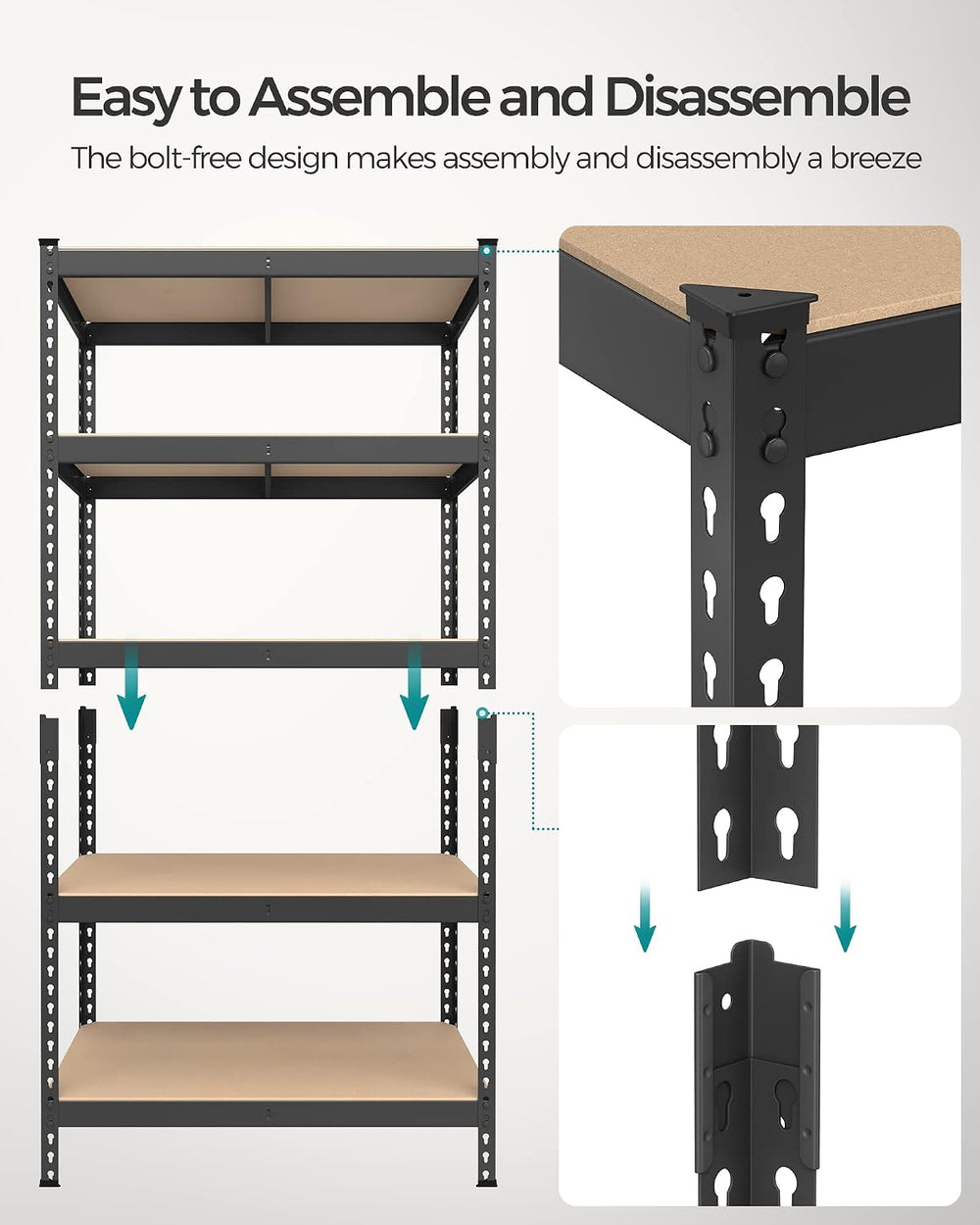 SONGMICS 5-Tier Storage Shelves, Load 2310 lb, Garage Storage, Boltless Assem...