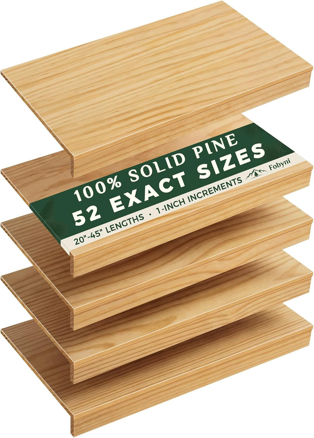 Solid Pine Wire Shelf Covers, 16" D x 24" L, Tool-Free Pantry Rack