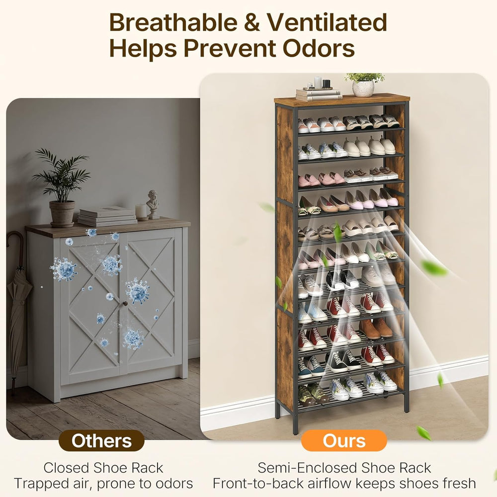 YATINEY 12-Tier Tall Shoe Rack, Large Shoe Storage Organizer for Closet