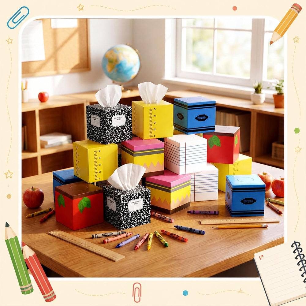 Tinlade 18 Pack Back to School Facial Tissue Cube Boxes with Tissues 900 Shee...