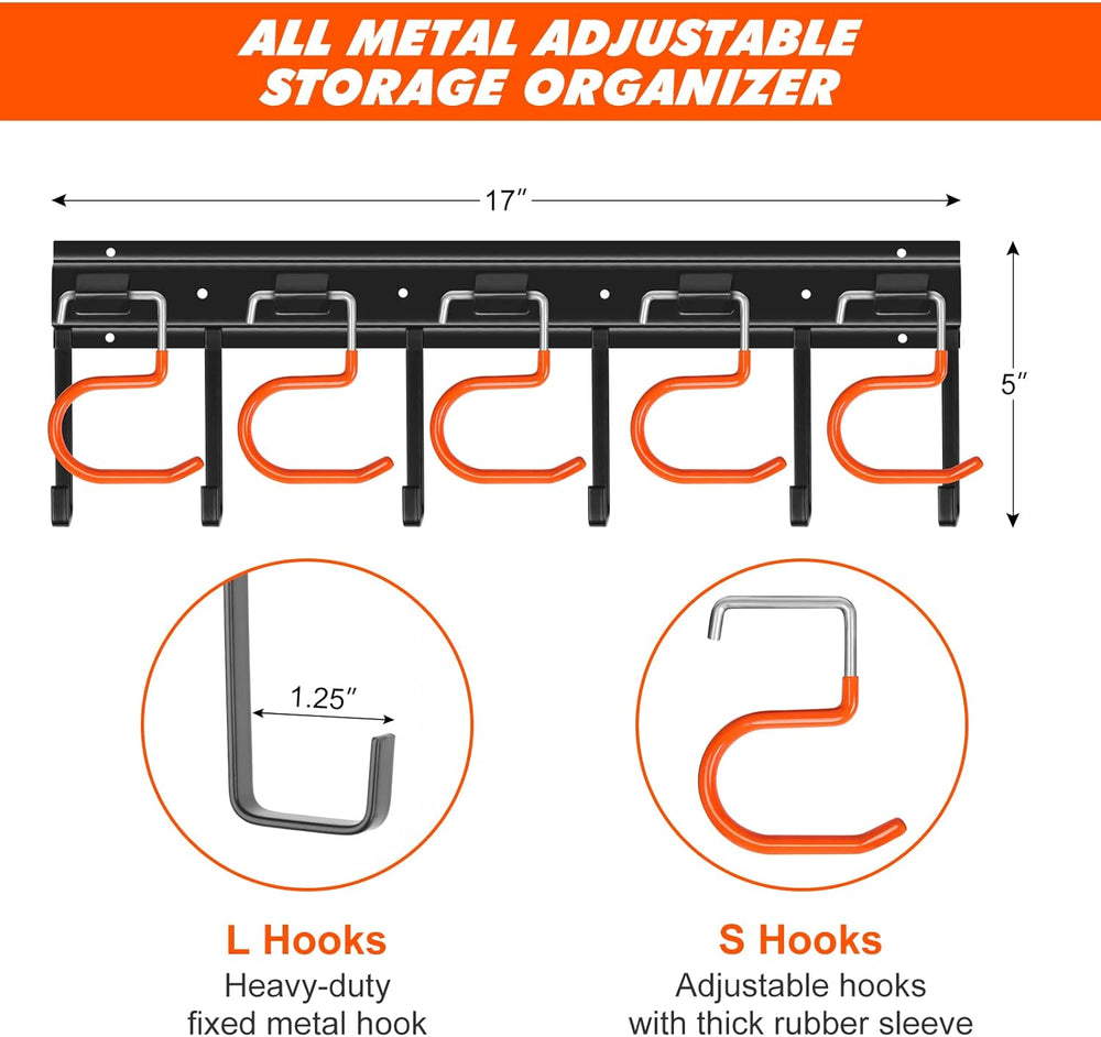 TVKB 68'' All Metal Garden Tool Organizer Adjustable Garage Tool Orga...