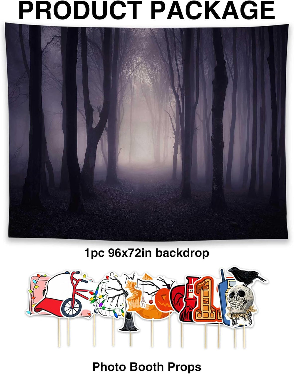 Allenjoy 96" x 72" Halloween Misty Forest Photography Backdrop with...