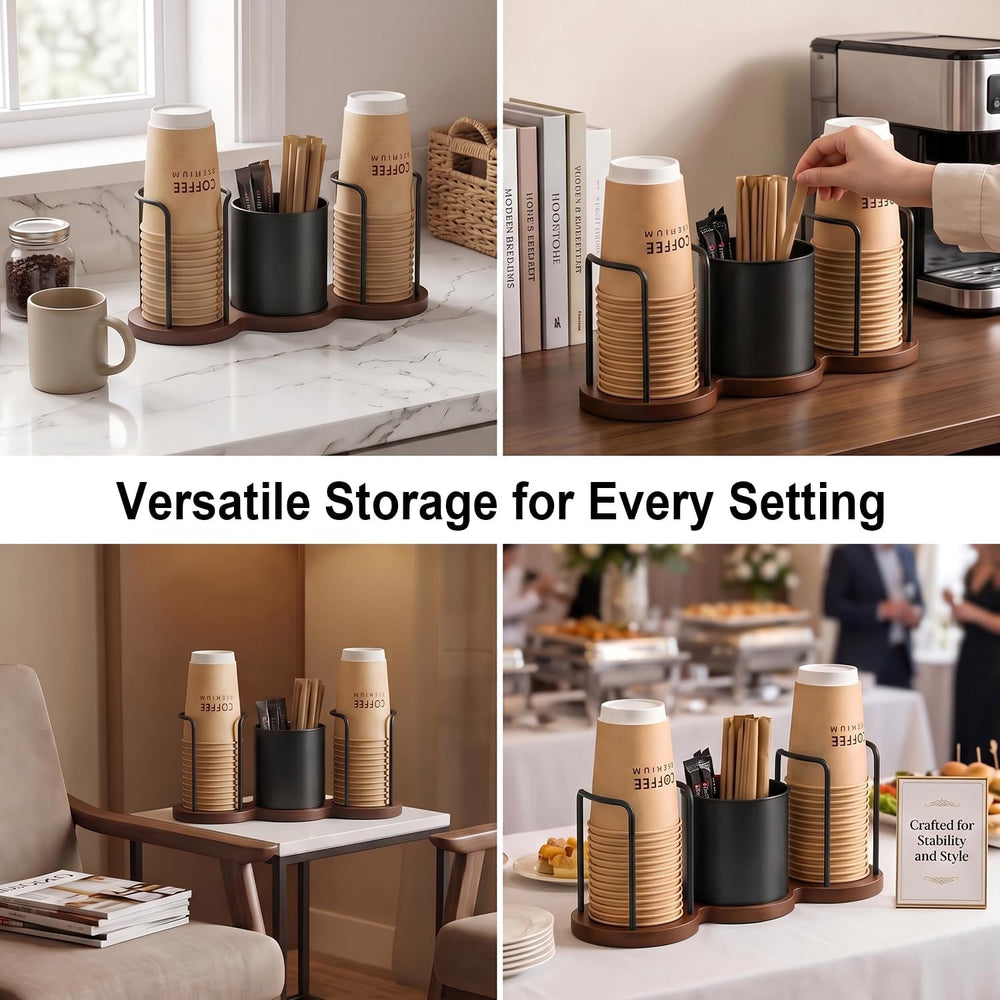 GOYLSER Coffee Bar Organizer with Straw & Stirrer Storage Caddy for Cups ...