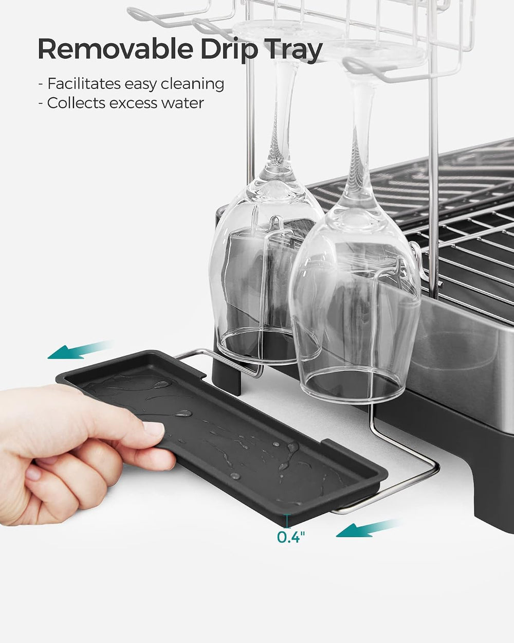 SONGMICS 2 Tier Dish Drying Rack for Kitchen Counter