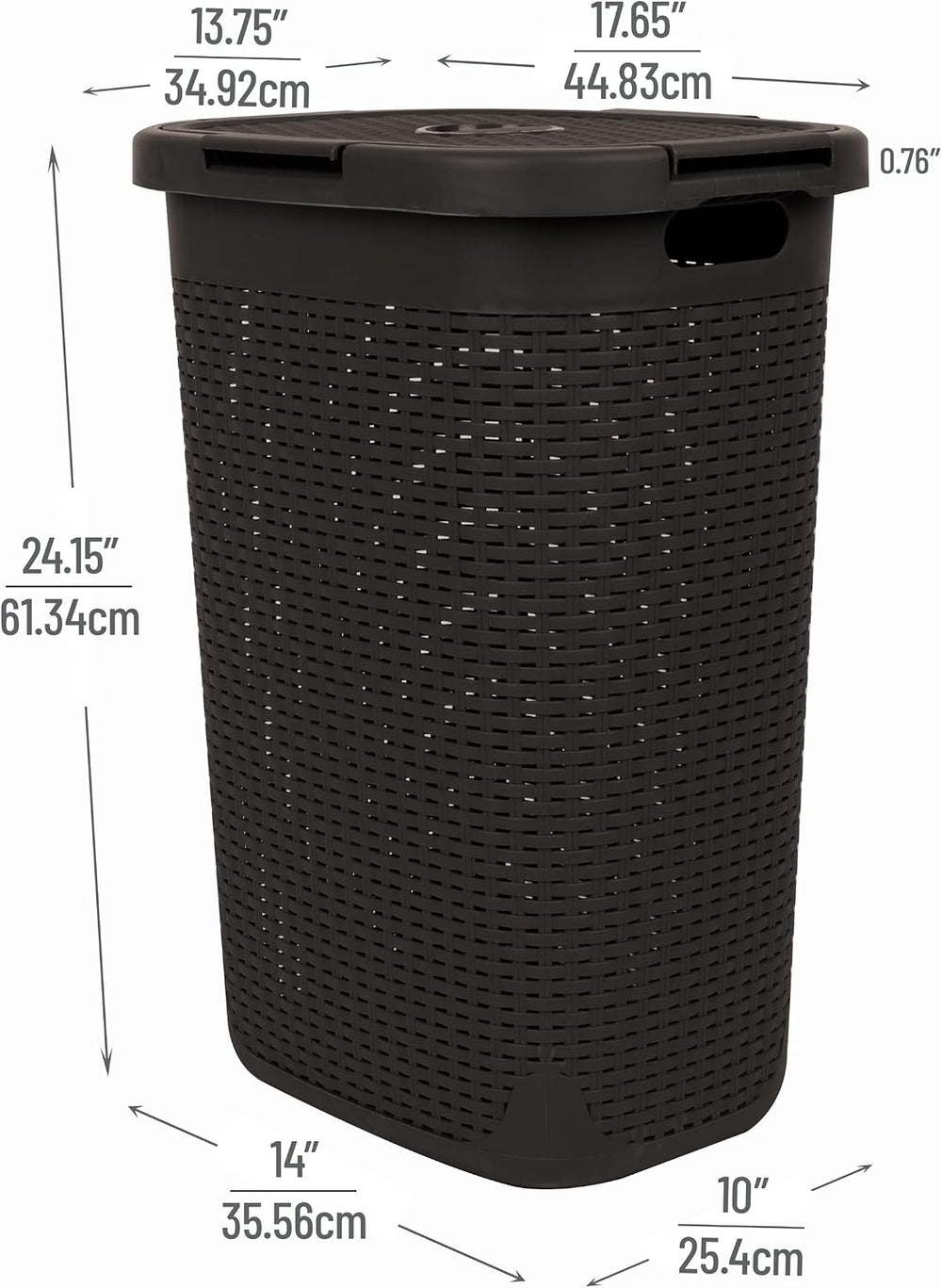 Mind Reader Slim Laundry Hamper with Lid, 60L Tall Clothes Basket, Narrow Tap...