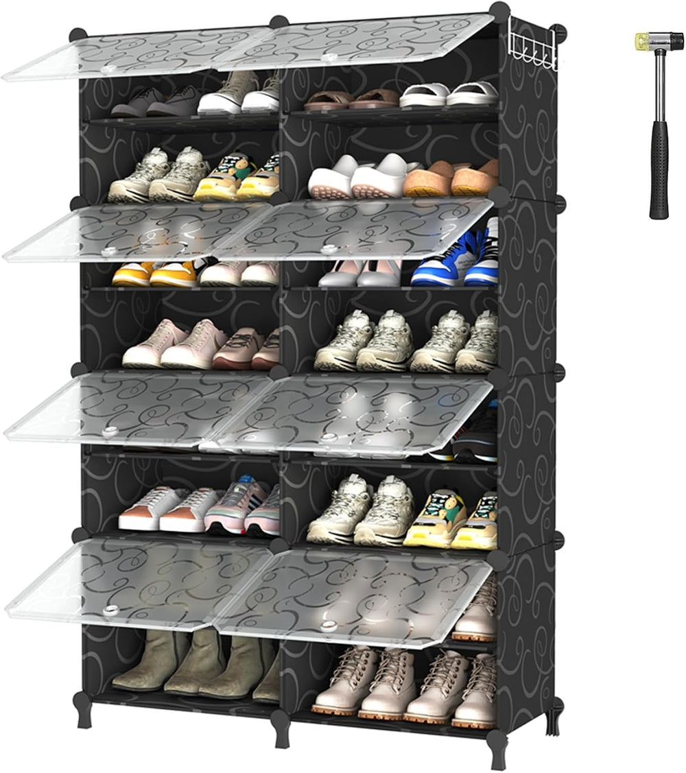 AWTATOS 8 Tiers Shoe Rack Organizer, 32 Pair Shoe Storage Cabinet, Black