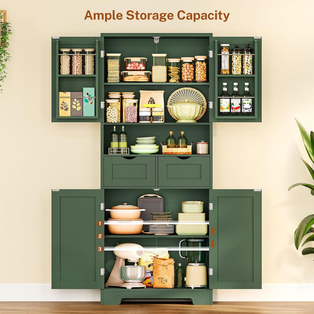 Kitchen Pantry Cabinet with 4 Door Shelves, Tall Storage Cabinet