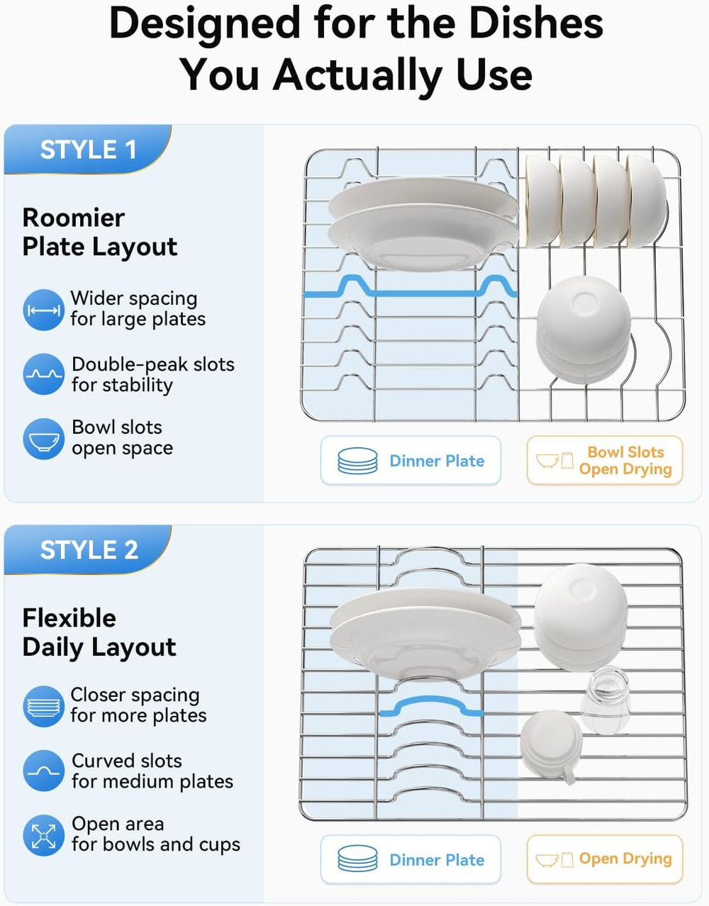 Large Dish Drying Rack, Expandable Dish Rack for Kitchen Counter, 304 Stainle...