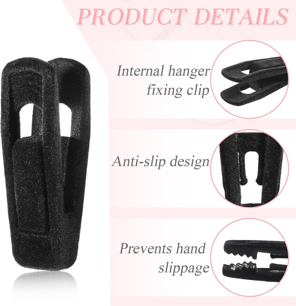 Black Velvet Hangers Clips, 80 Pack Strong Finger Clips