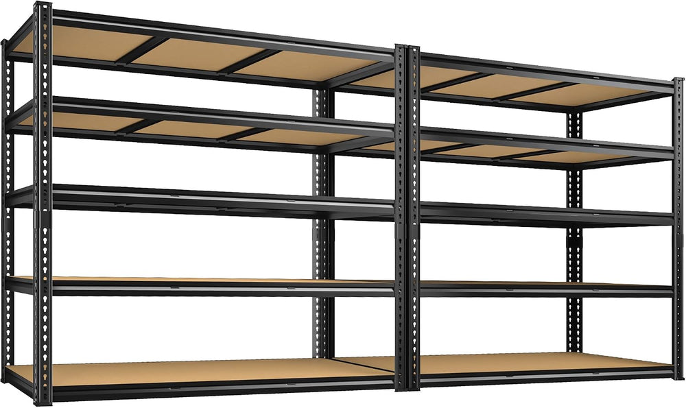 ROOMFAVE 48" W Garage Shelving Heavy Duty 2800LBS,5 Tier, Black,2PCS