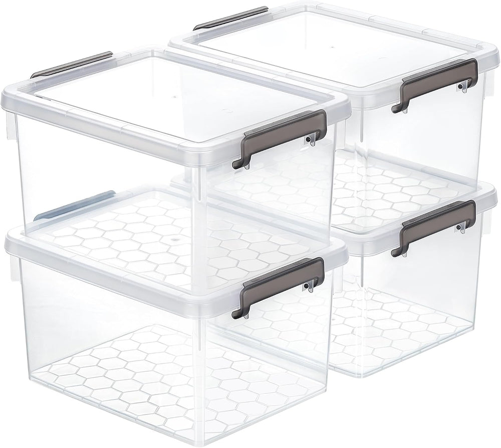 Citylife 22.2 Qt Ultra-Thick Plastic Clear Storage Bins with Lids, 4-Pack