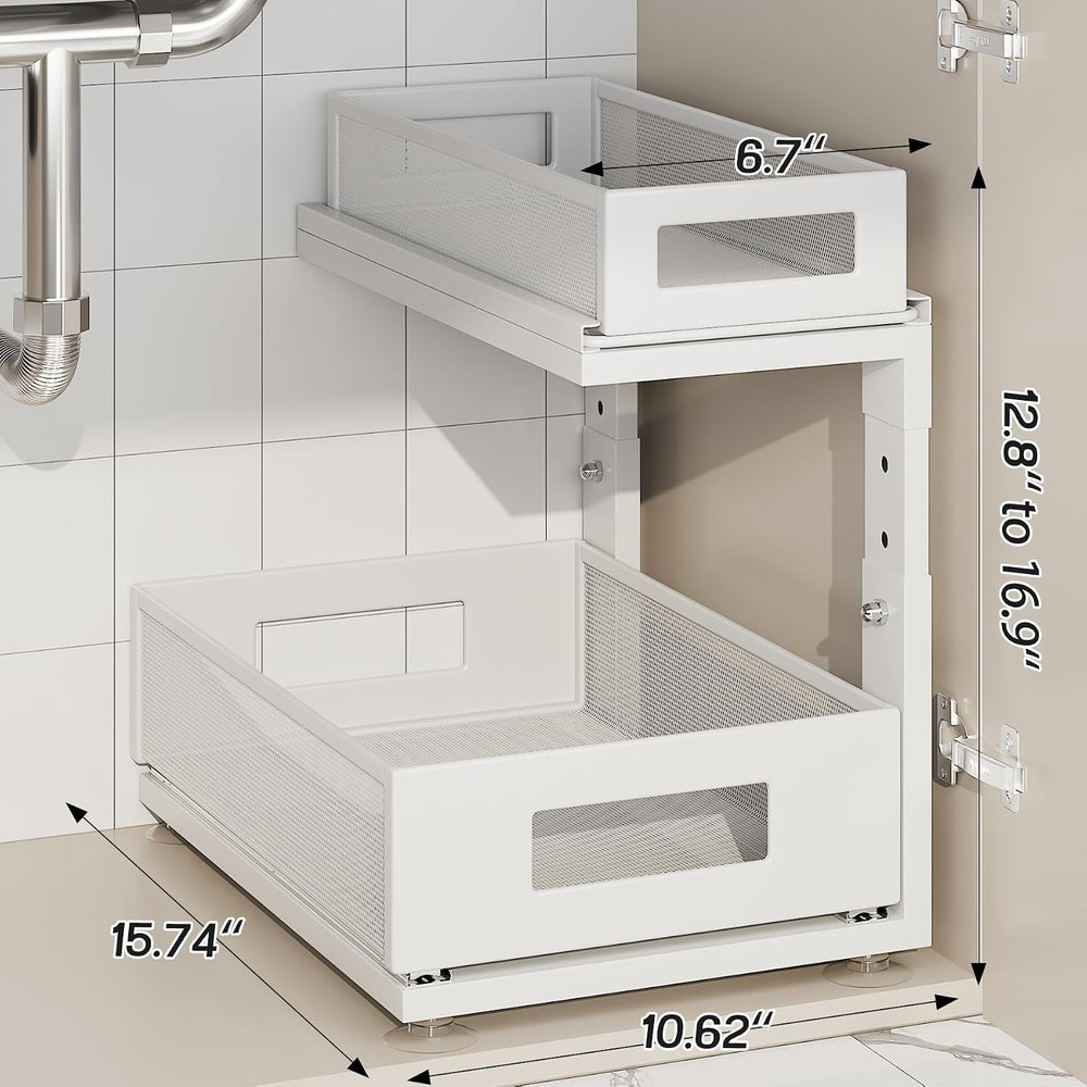 2 Pack Under Sink Organizer With Next-Gen Ball-Bearing Slides,2-Tier Pull Out...