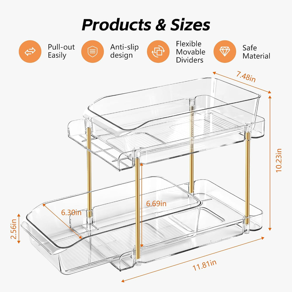 LAREKUN4pack 2-Tier Organizer & Storage Unit Stackable Bathroom Cabinet O...