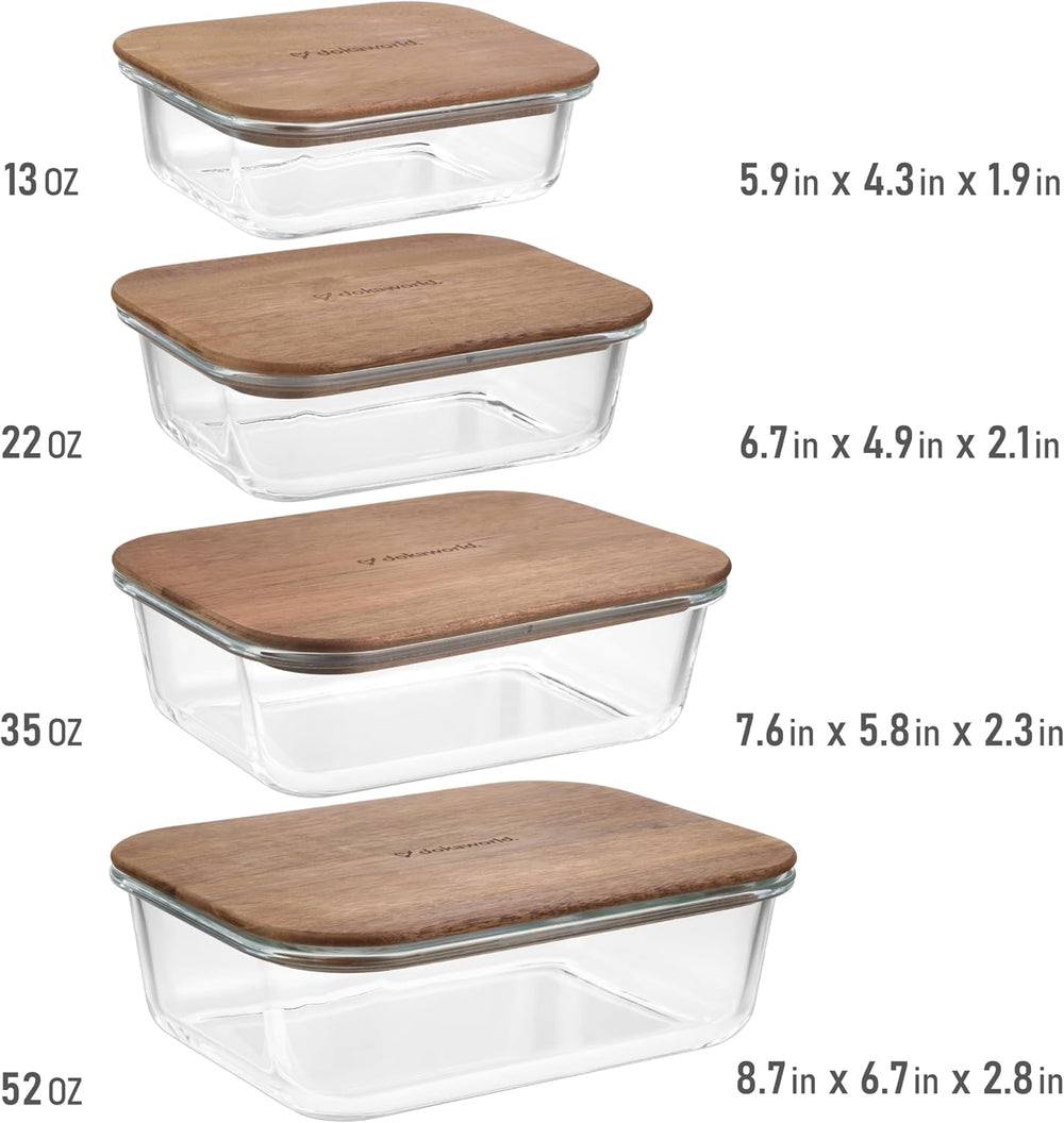 Glass Container Set with Acacia Lids
