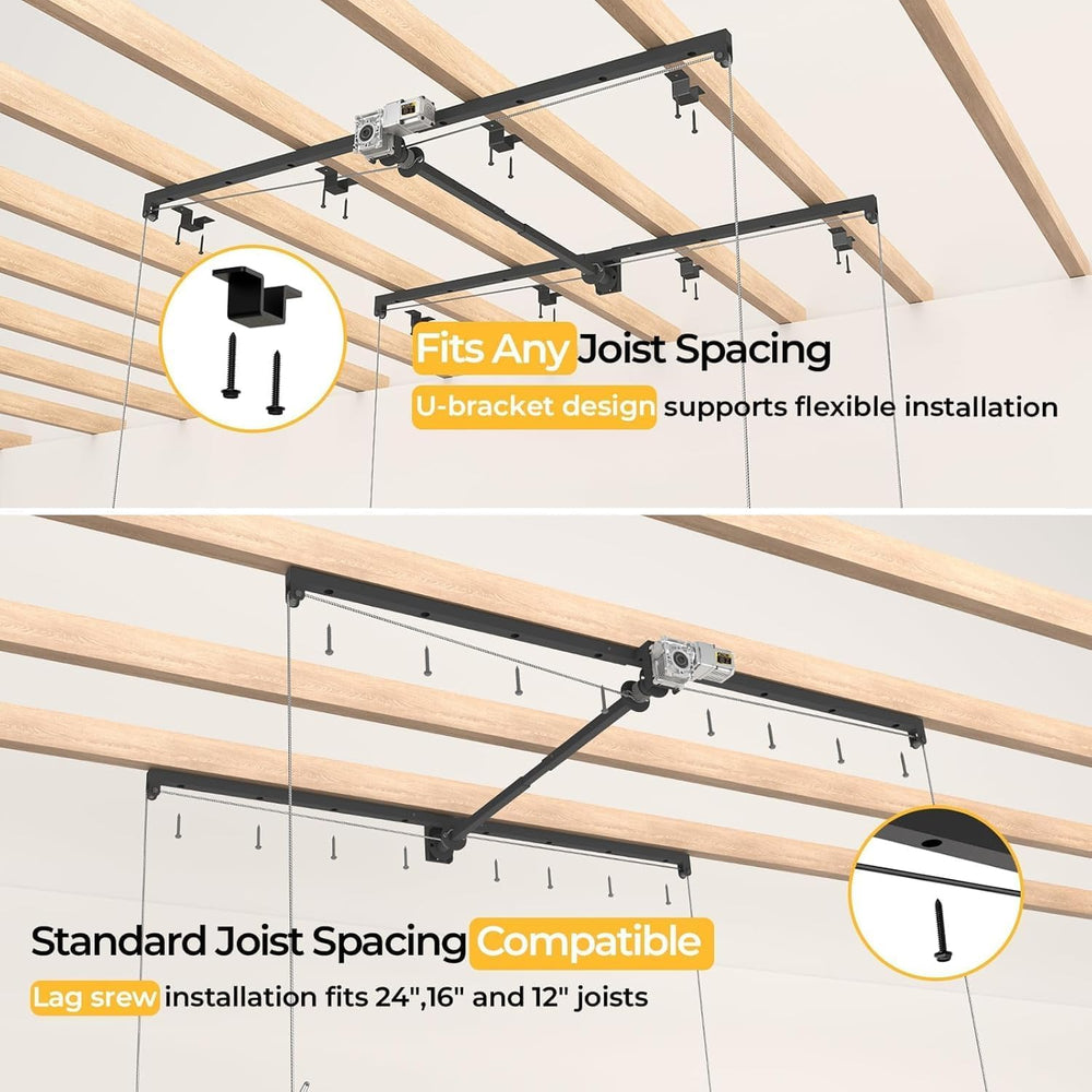 FERO Motorized Overhead Garage Storage Rack with Remote Control, Heavy-Duty C...