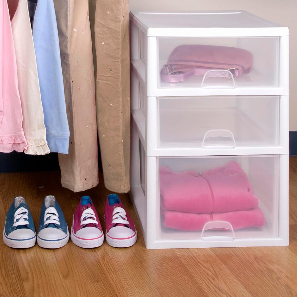 Sterilite Stacking Drawer Storage Organizer for Clothes, 16 Quart, 18-Pack