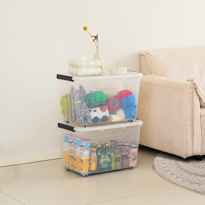 Citylife 82 QT Clear Plastic Storage Bins (2-Pack)
