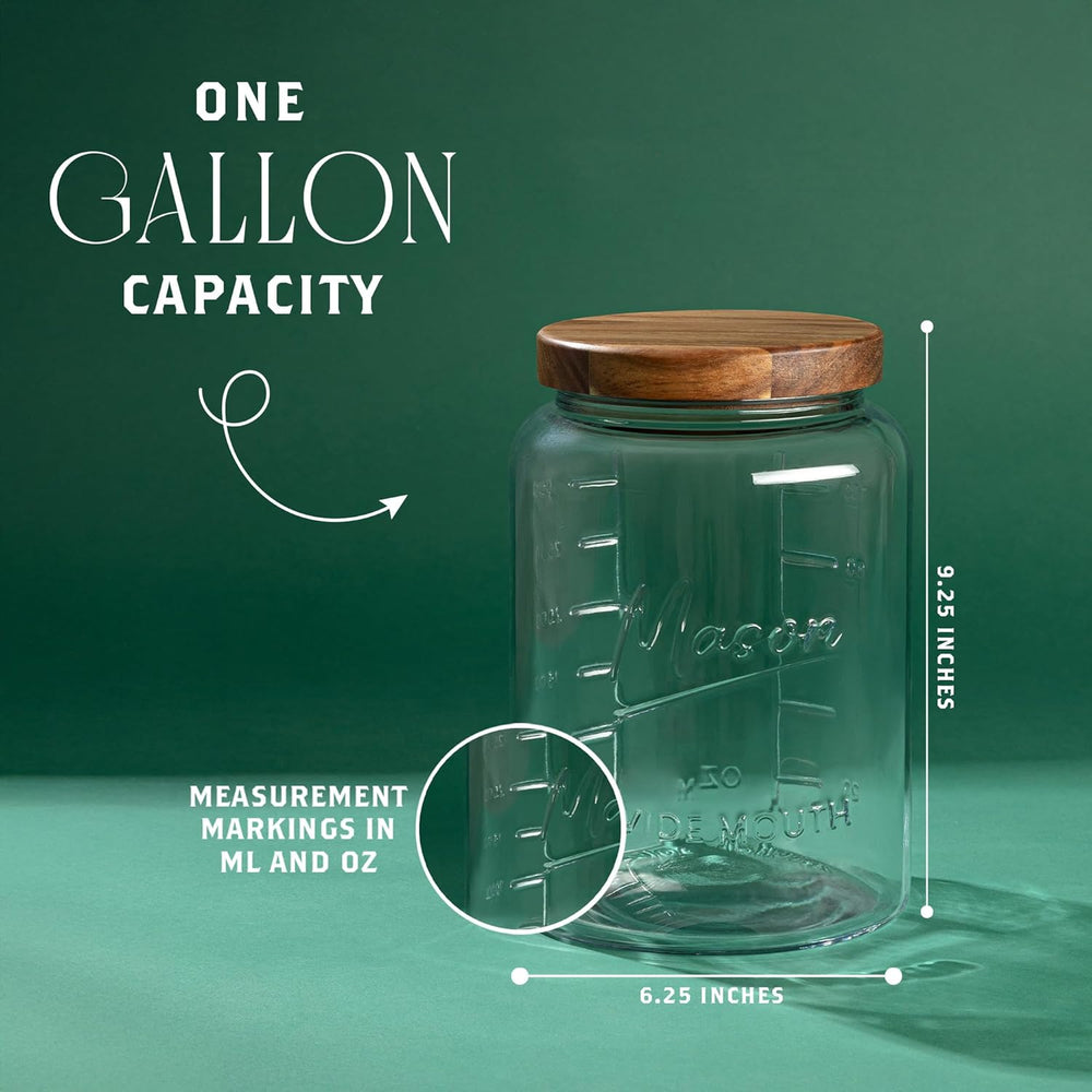 kitchentoolz Extra Large Mason Jar - 1 Gallon Glass Wide Mouth Jar with Airti...