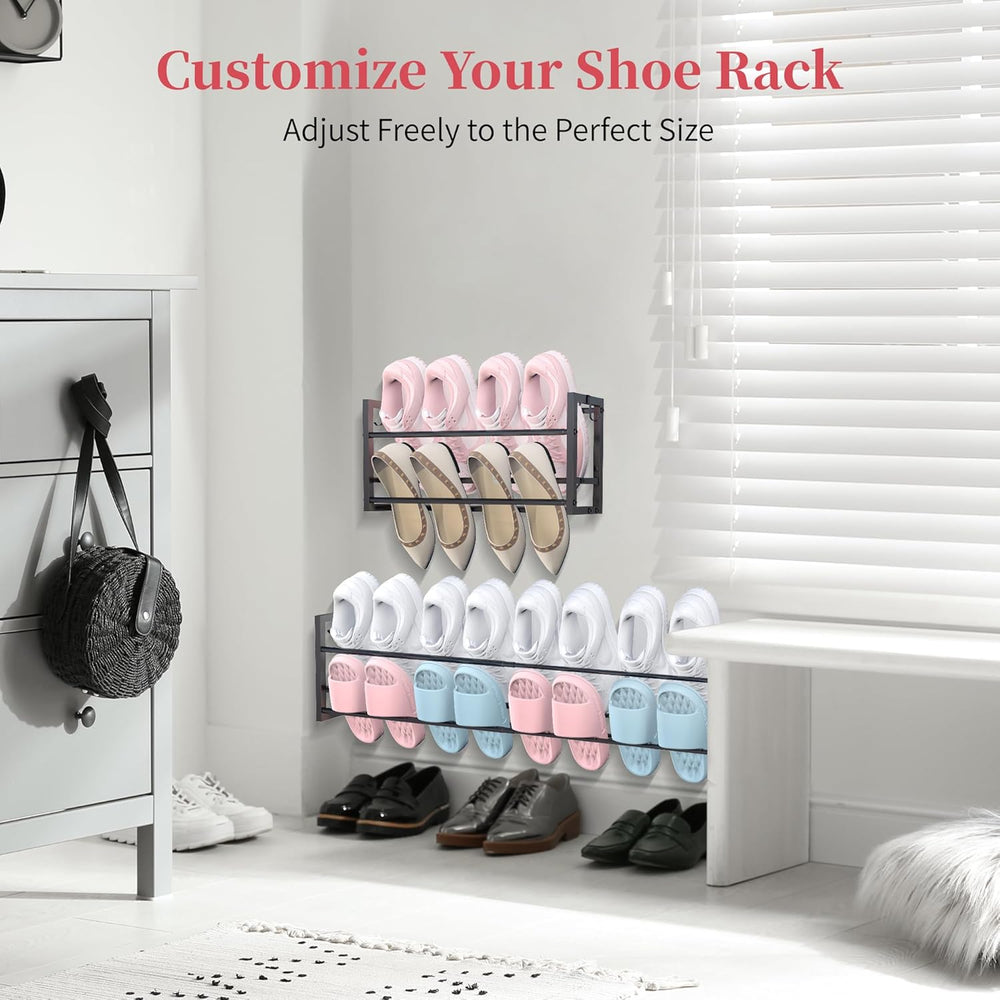 3 Pack Wall Mounted Shoe Rack for Narrow Spaces, Hanging Shoe Rack Holds 24 P...