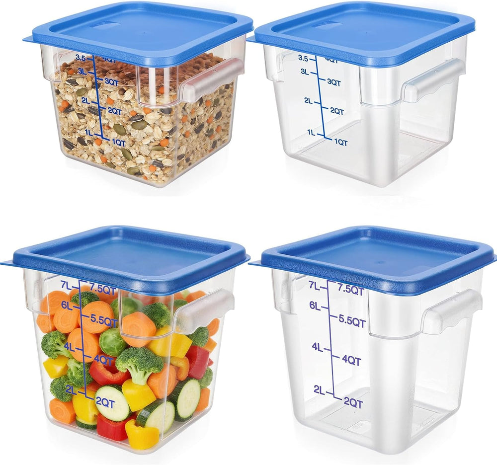 Lallisa 4 Pcs 8qt & 4qt Clear Food Storage Containers with Lids Handles a...