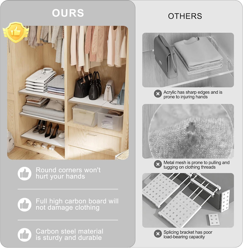 Cream White Adjustable Shelf for Closet (L：18.9-35.4in D：11.81 in)