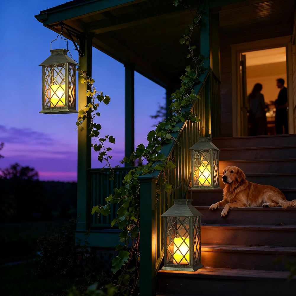 Otdair Solar Lanterns Outdoor Waterproof 14" Flickering LED, 2 Pack, Bronze