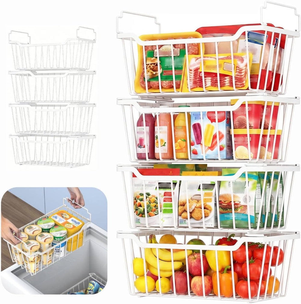 Goovilla Freezer Organizer Bins for 5-7 Cu.FT Chest Freezer,8 Pack White