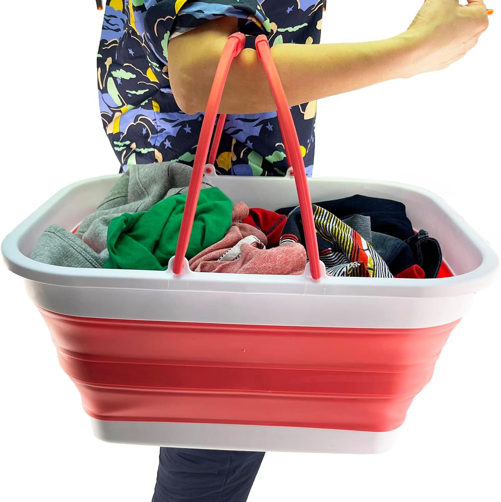SAMMART 26L (6.8 Gallons) Collapsible Plastic Laundry Basket with Handle - Fo...