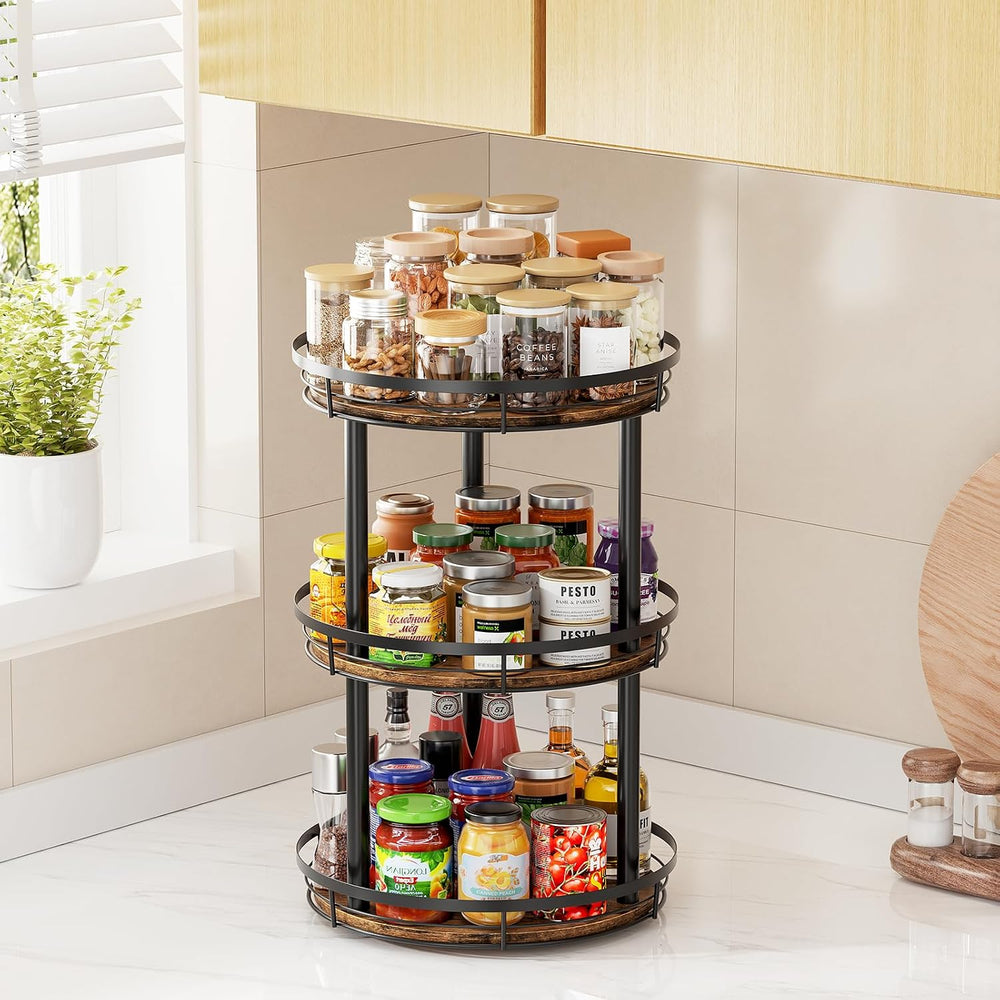 LAMU Rotating Spice Rack Lazy Susan Seasoning Organizer for Cabinet Kitchen