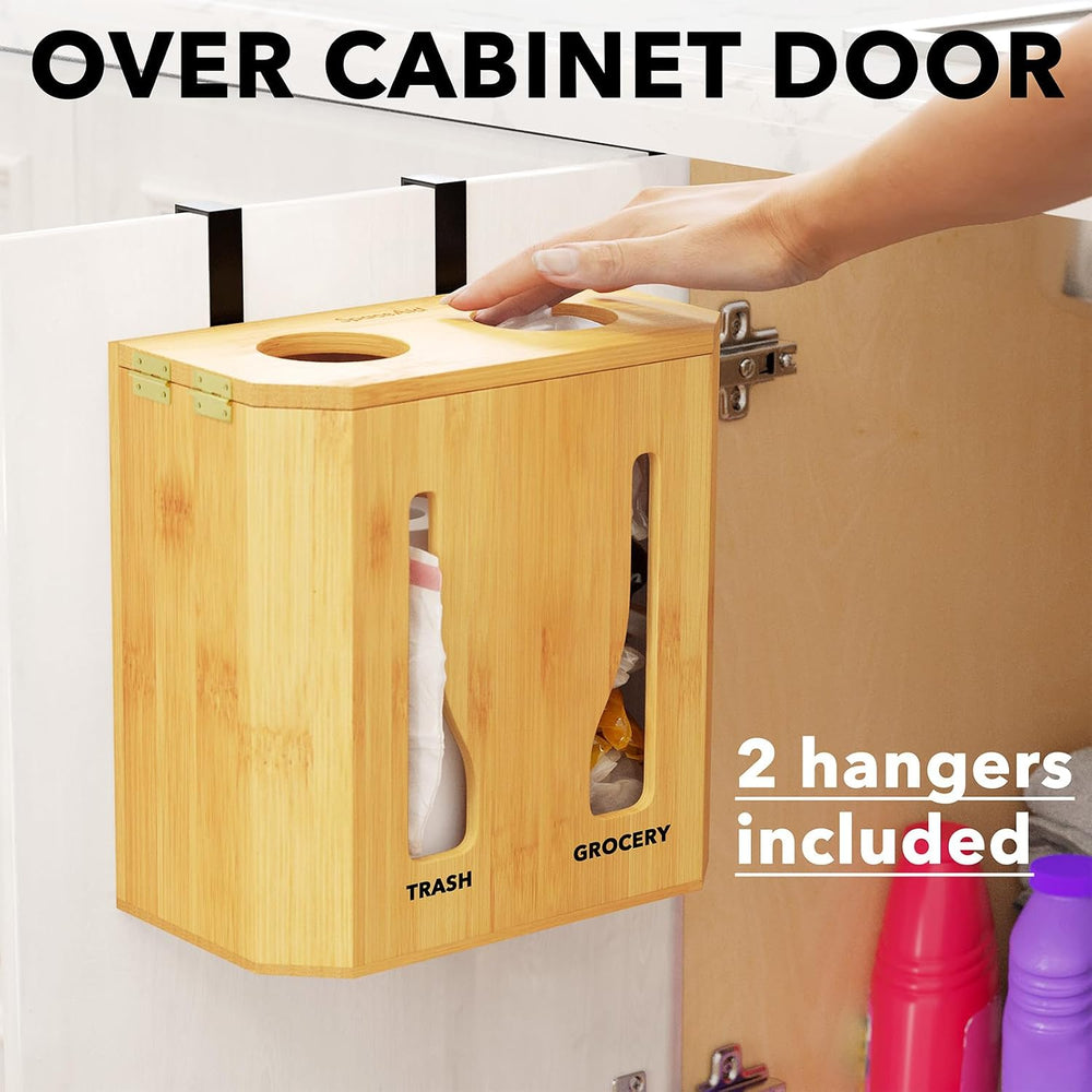 SpaceAid Bamboo 2 in 1 Garbage Bag Roll Holder & Dispenser, Under Sink Or...