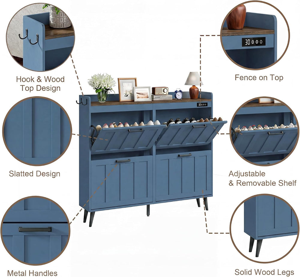 ChooChoo Shoe Storage Cabinet with 4 Flip Drawers and Deodorizer